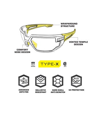 Mechanix Type X тактичні окуляри, чорна оправа, янтарна лінза