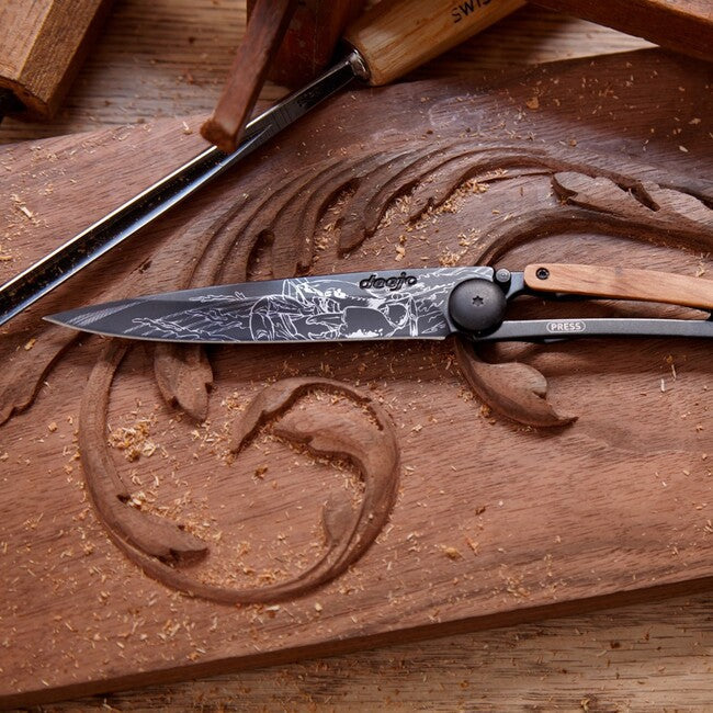 Deejo Tattoo складний ніж black olive wood, Cancer