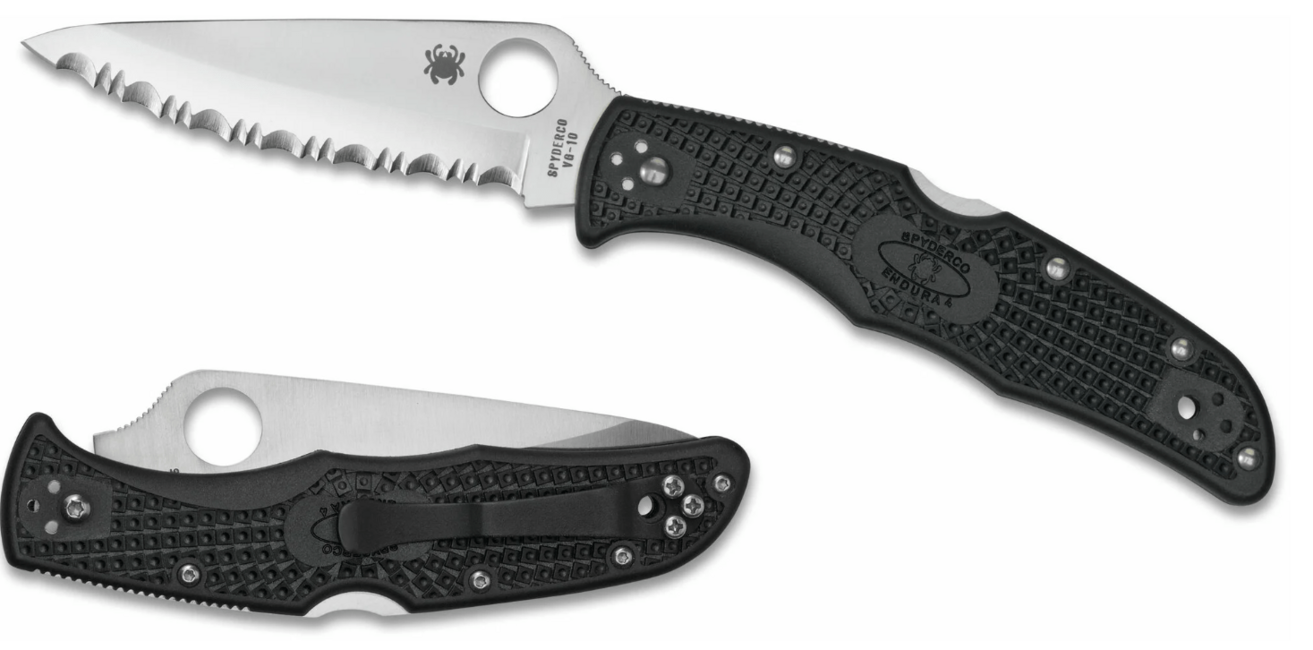 Spyderco Endura 4 Lightweight кишенькові ніж Serrated 9,5см, чорний, FRN