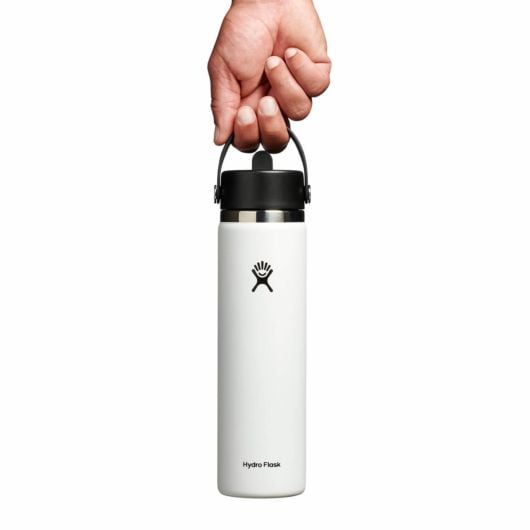 Hydro Flask Wide Mouth 24 OZ термофляга з насадкою Flex Straw Cap 710 ml широка, біла