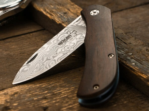 BÖKER Exskelibur II кишеньковий ніж 7 см, дамаськ, деревина Cocobolo