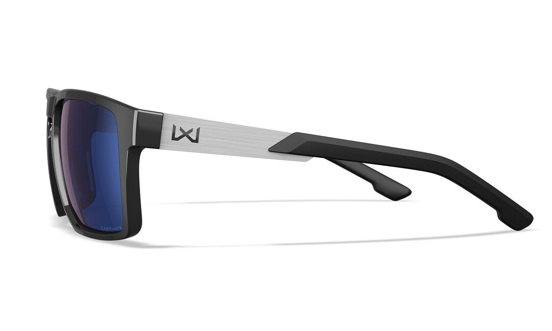 Wiley X Apex сонячні окуляри, Captivate Polarized Синій Mirror/ Gloss Чорний