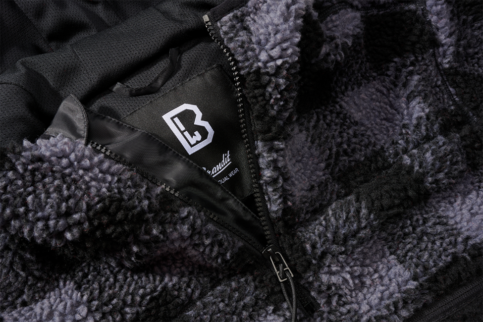 Brandit Teddyfleece Worker флісовий светшот, чорна/сіра