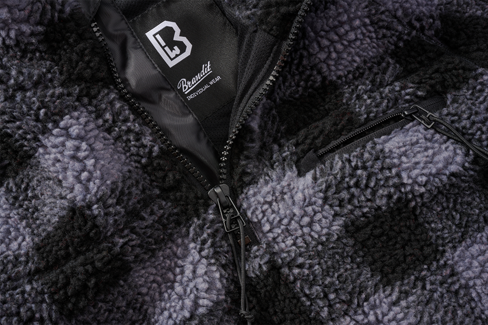 Brandit Teddyfleece Troyer флісова куртка, чорна/сіра