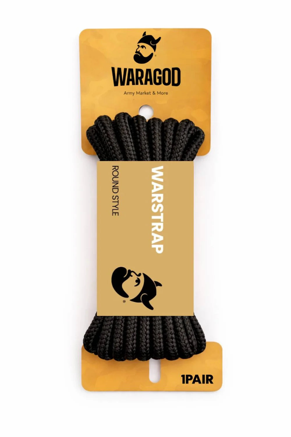 WARAGOD Warstrap Round шнурки для взуття, набір 3 пари, чорні