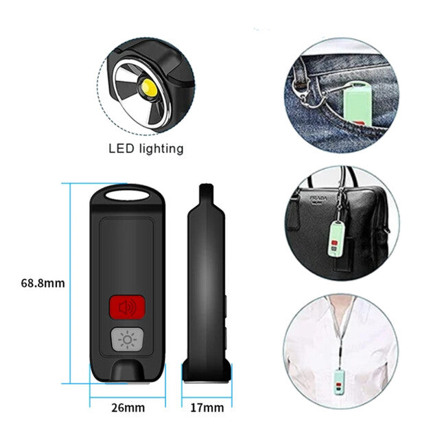 W&G SHIELD SOS персональний сигналізатор з LED ліхтарем і кнопкою активації, чорний