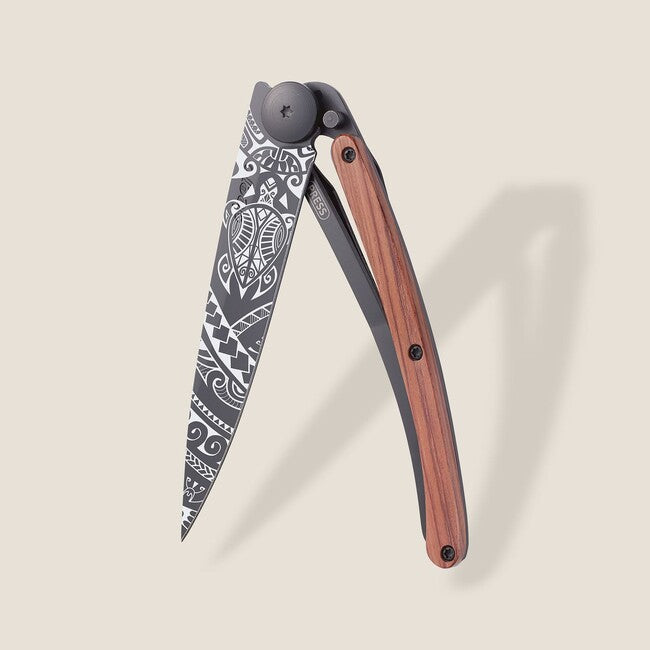 Deejo Black tattoo чорний складний ніж coralwood polynesian