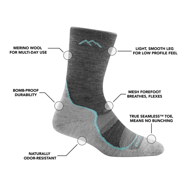 Darn Tough Light Hiker Micro Crew шкарпетки легкі з амортизацією, slatе