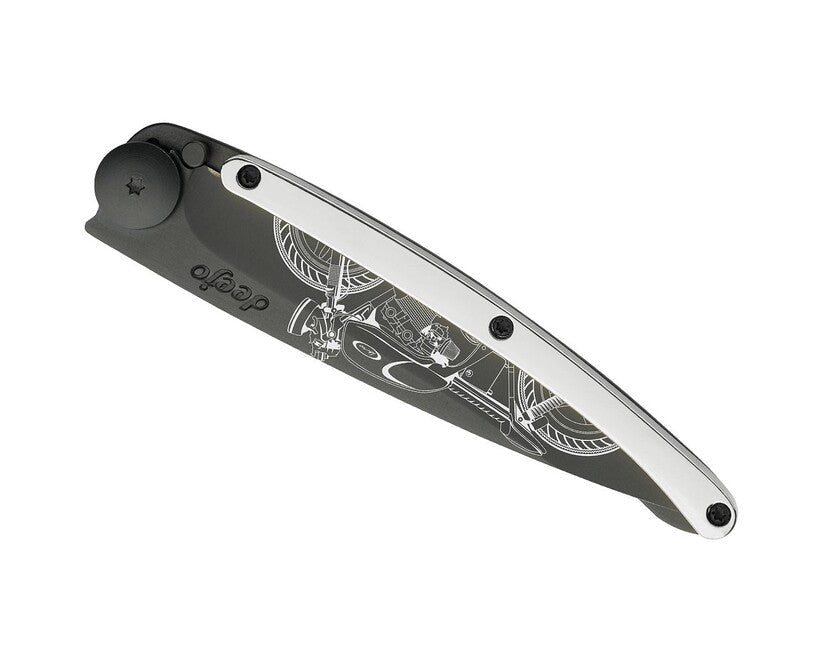 Deejo GOLD Tattoo 9kt white Cafe Racer складаний ніж
