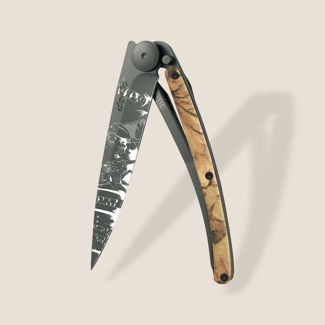 Deejo Tattoo закривний ніж, чорний коричневий камуфляж Hunting Day