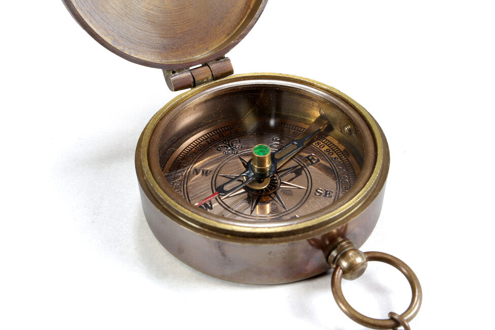 Origin Outdoors Pocket Compass старовинний мідний карманний компас зі шкіряним чохлом