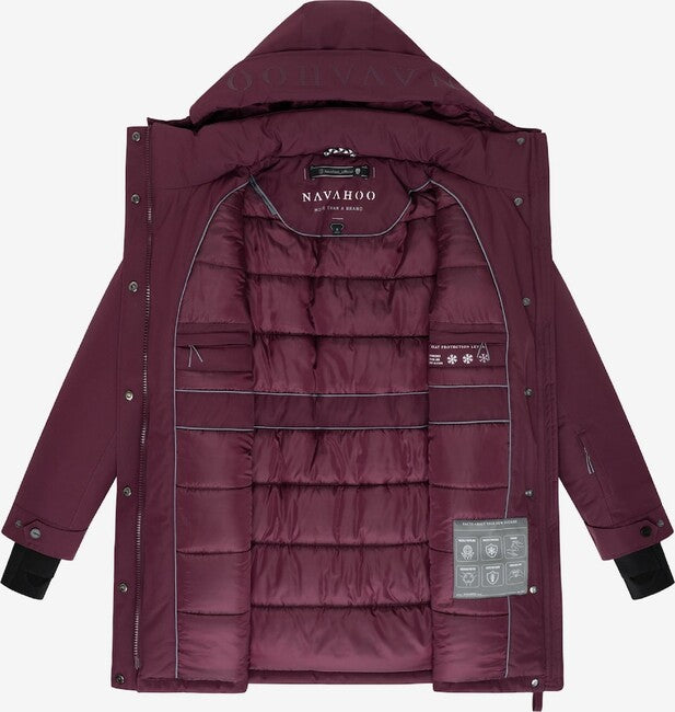 Navahoo parka зимові жіноча FROSTKUSS 14 з знімною капюшоном та поясом, бордовий