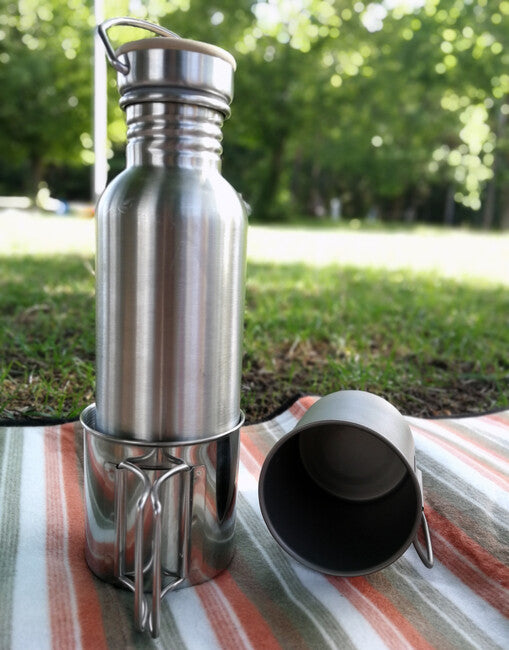 BasicNature Space Safer Mini кухок з нержавіючої сталі зі складною ручкою 0,35 л