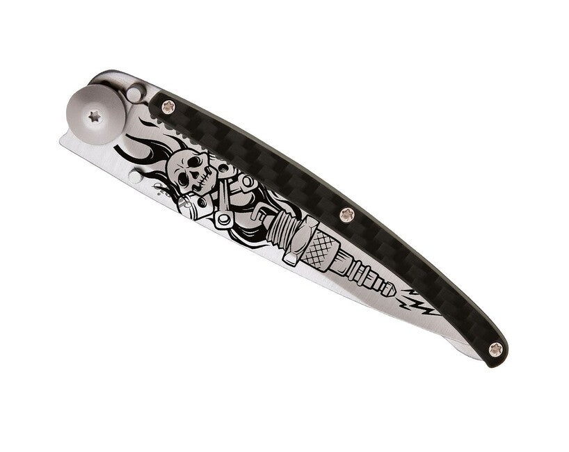 Deejo Tattoo складаний ніж Serration титан карбонове волокно Biker