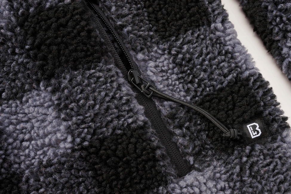 Brandit Worker куртка флісова з капюшоном Teddyfleece, чорна/сіра