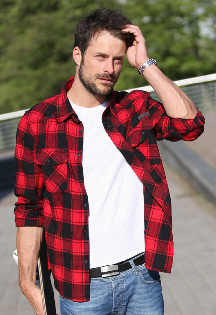 Brandit Checkshirt сорочка, червоно чорна
