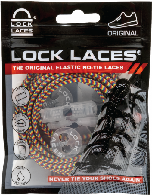Lock Laces шнурки до взуття, райдужні