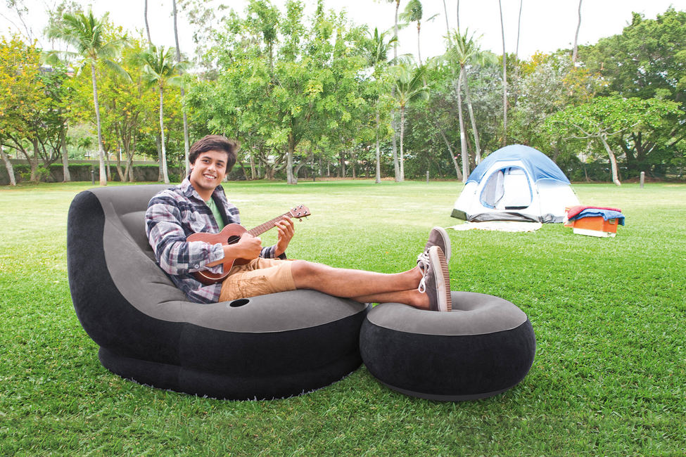 Intex Ultra Lounge зручне надувне крісло з підставкою для ніг