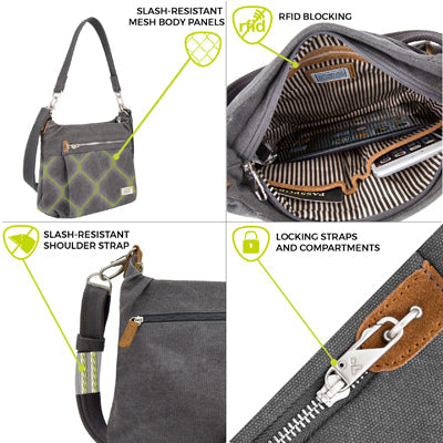Travelon Heritage Hobo сумка проти крадіжки, світло-сіра