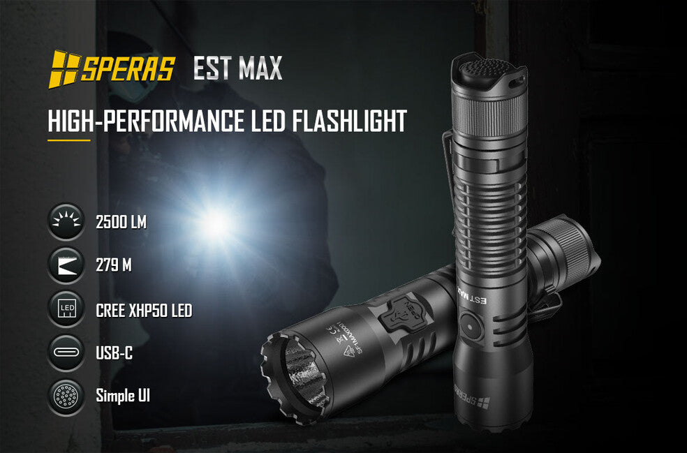 Speras EST Max професійний тактичний ліхтар 2500LM 279m