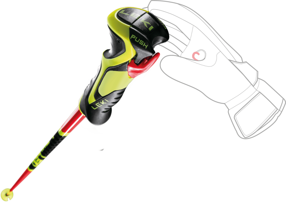 LEKI WCR Lite SL 3D лижні палиці, яскраво-червона-чорна-неоново-жовта