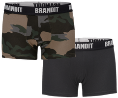 Brandit комплект чоловічих боксерів woodland darkcamo, чорний
