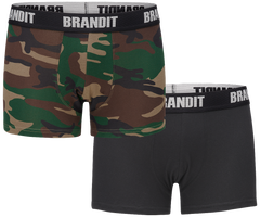 Brandit комплект чоловічих боксерів woodland darkcamo, чорний