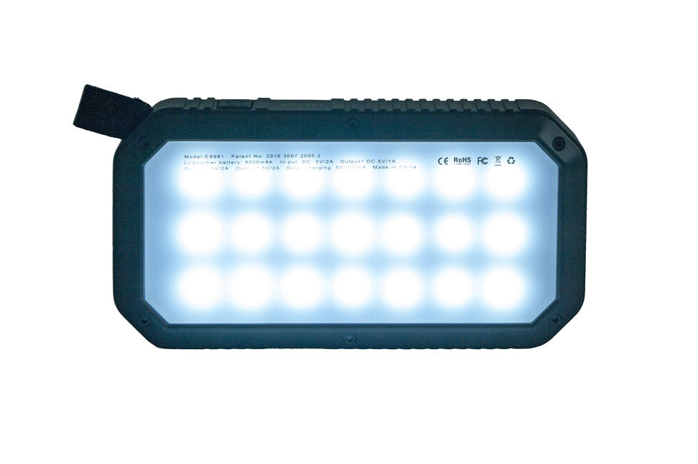BasicNature повербанк 8000 mAh з сонячною зарядкою та LED ліхтарем, 8000 mAh