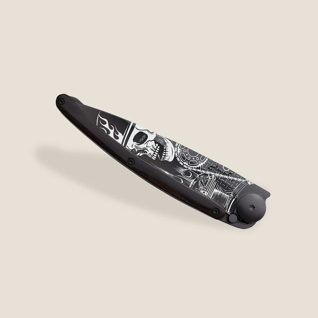 Deejo Black Tattoo складаний ніж байкера з чорного дерева Ride or Die