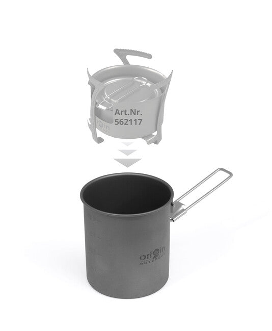 Origin Outdoors Titanium титановий трекінговий горщик/чашка з носиком і складною ручкою Camping Pot, 750 ml
