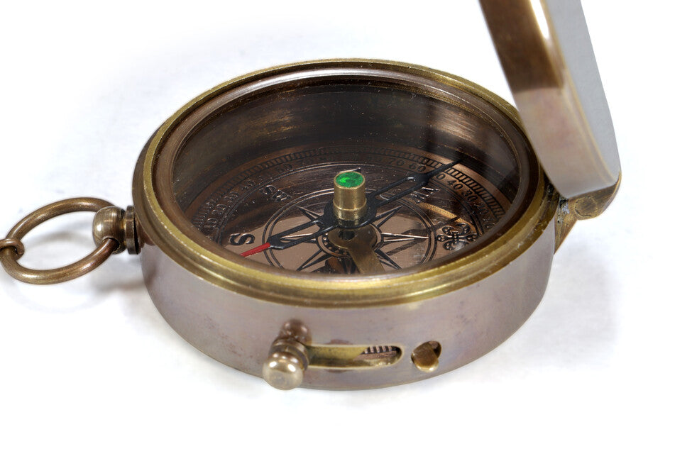 Origin Outdoors Pocket Compass старовинний мідний карманний компас зі шкіряним чохлом