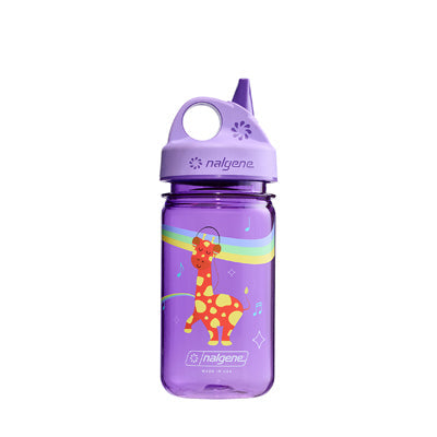 Nalgene Grip-n-Gulp Sustain пляшка дитяча для води 0,35 л з кришкою, фіолетова музична жирафа