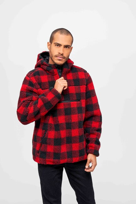 Brandit Worker пуловер Teddyfleece, червоно-чорний