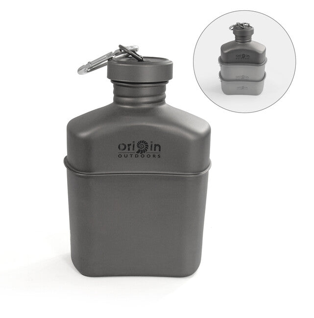 Origin Outdoors титанова фляга з карабіном і сумкою для перенесення 1 л Canteen