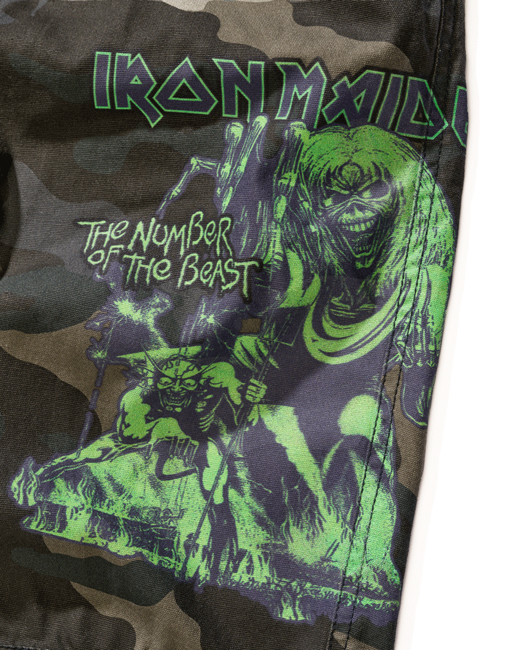 Brandit Iron Maiden The Number of The Beast шорти Savage, темний камуфляж