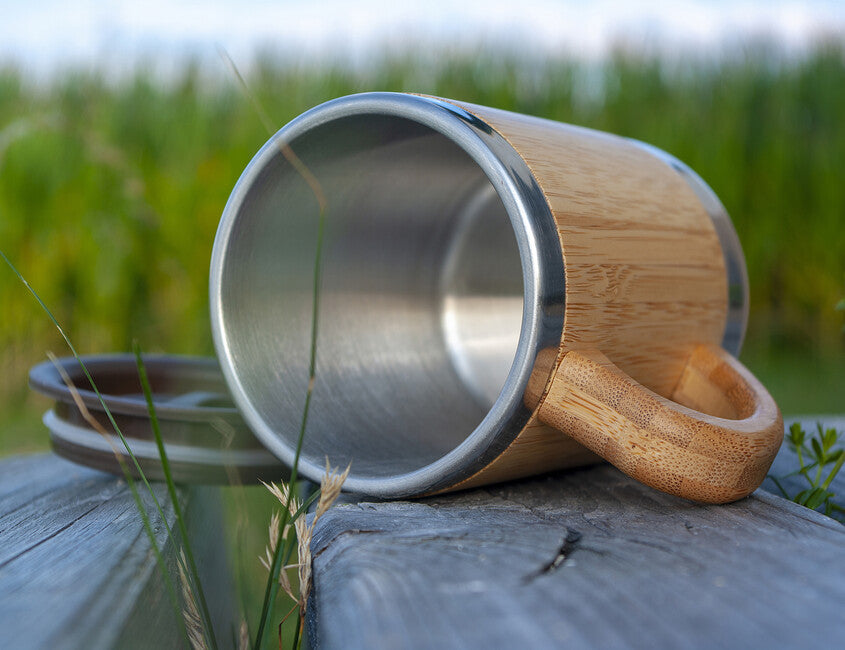 BasicNature Bamboo бамбуковий кухель зі нержавіючої сталі 0.3L