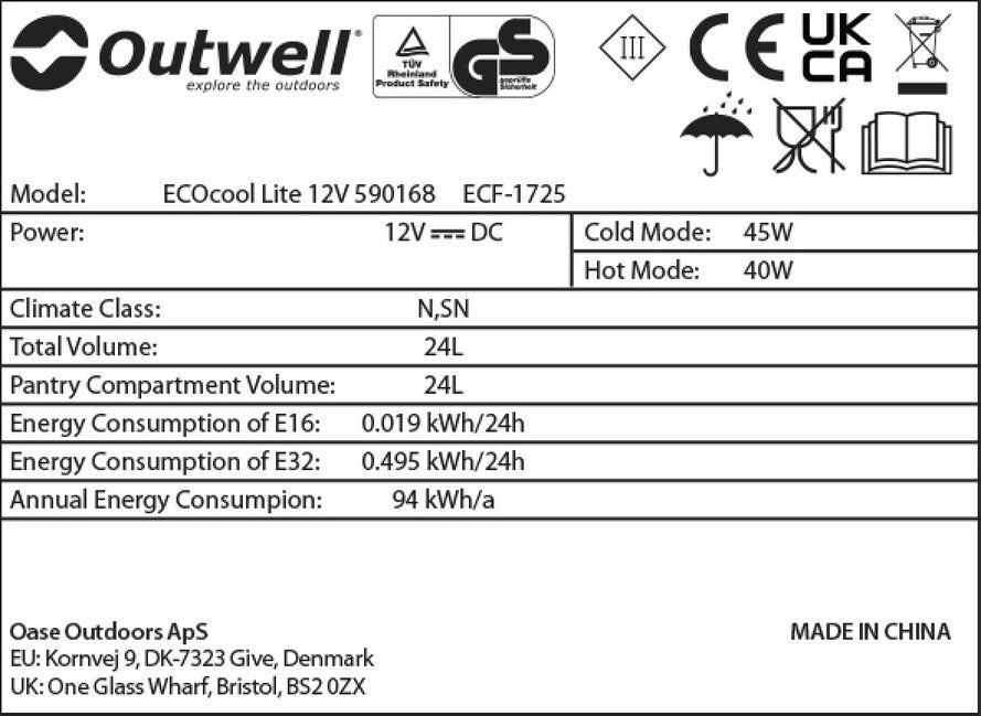 Outwell ECOcool Lite 24 туристичний охолоджувальний бокс 12V, темно-синій