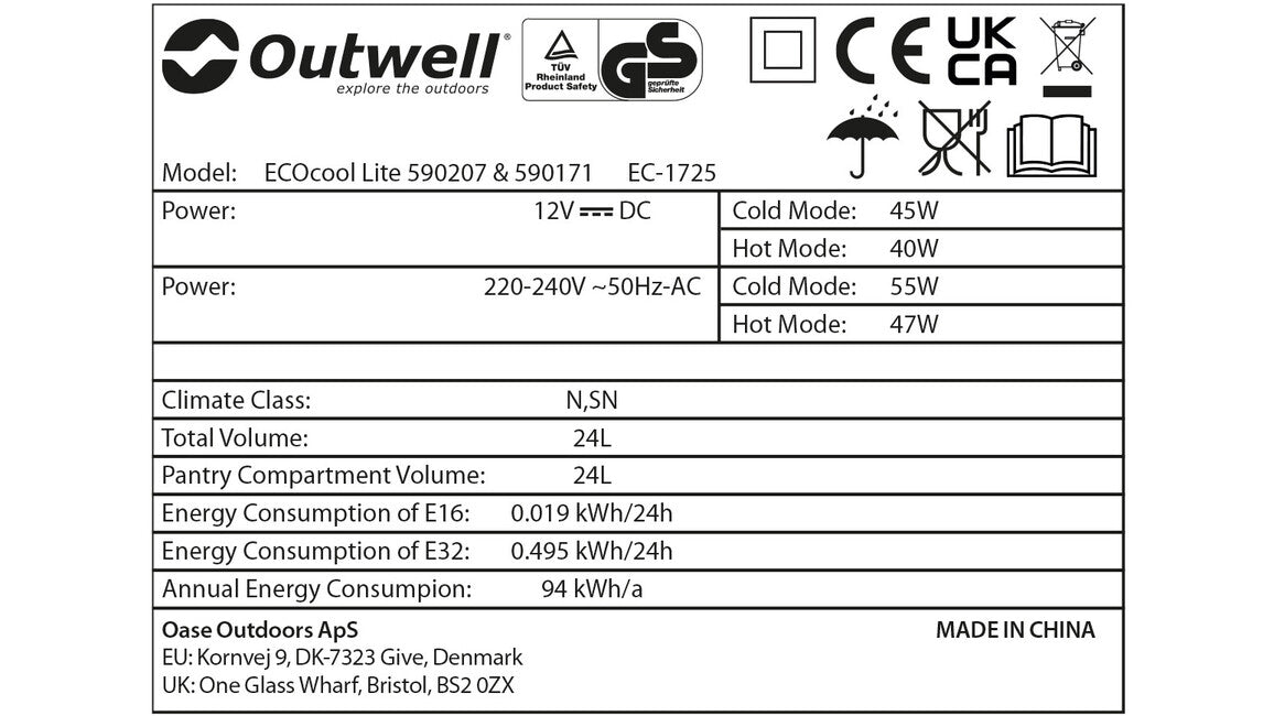 Outwell ECOcool Lite 24 кемпінговий охолоджувальний бокс 12V/230V, темно-синій