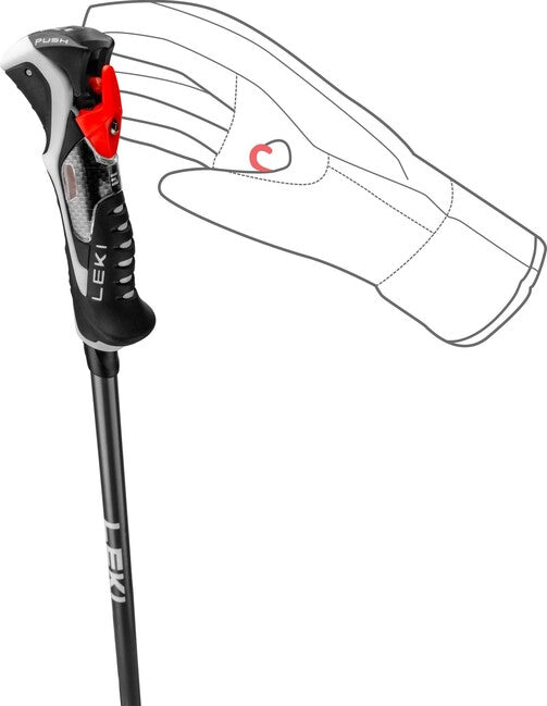 LEKI Carbon 14 3D лижні палиці, чорна/темно-антрацитова/світлочервона