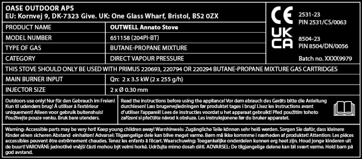 Outwell Anatto газовая плита
