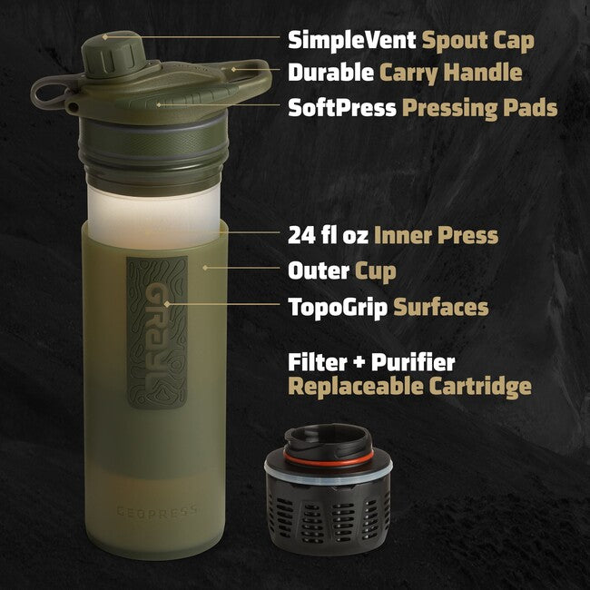GRAYL GeoPress Purifier фільтрувальна пляшка, оливково-коричнева