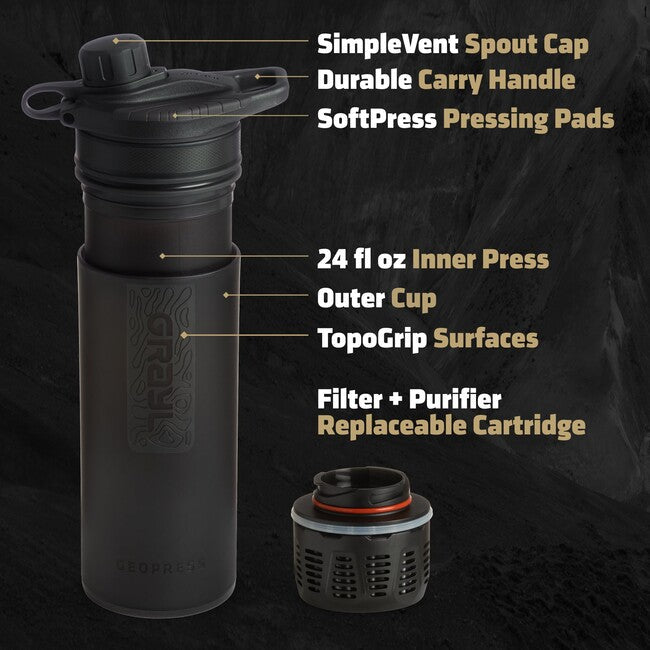 GRAYL GeoPress Purifier фільтраційна пляшка, сіро-чорна