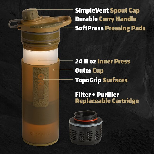 GRAYL GeoPress Purifier фільтрувальна пляшка, койотовий коричневий