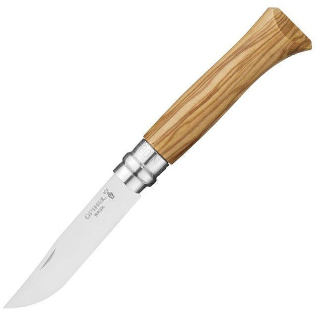 OPINEL VRi N°08 Inox ніж з рукояттю з оливкового дерева, чохол, дерев'яна коробка