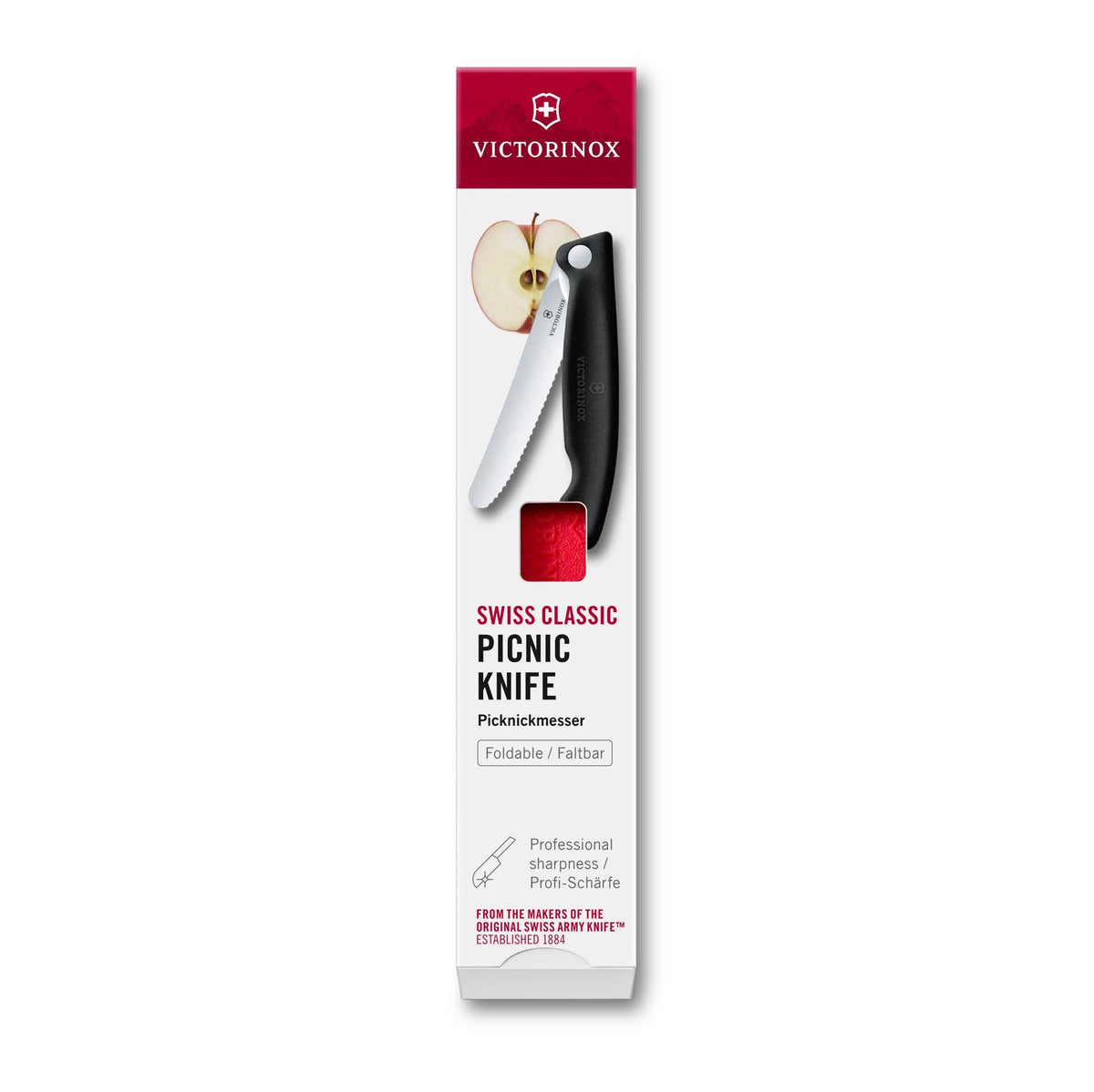 Victorinox Swiss Classic skladací nôž na ovocie a zeleninu so zúbkovaným ostrím, červený