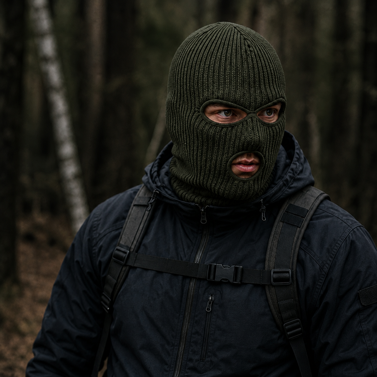 WARAGOD Isvik балаклава з 3 отворами, армійський зелений