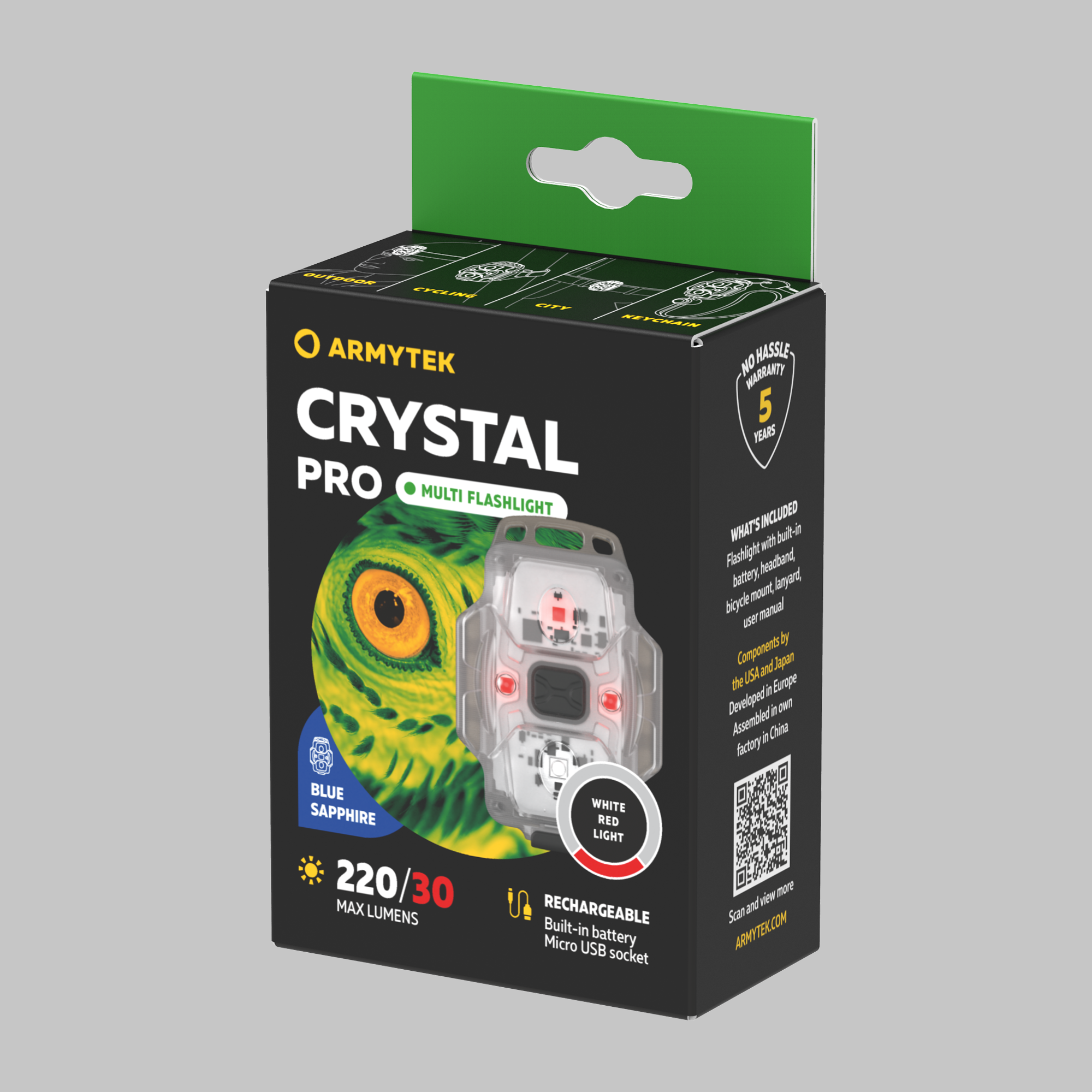 ArmyTek Crystal Pro Blue портативний LED ліхтар F07101B, синій, прозорий