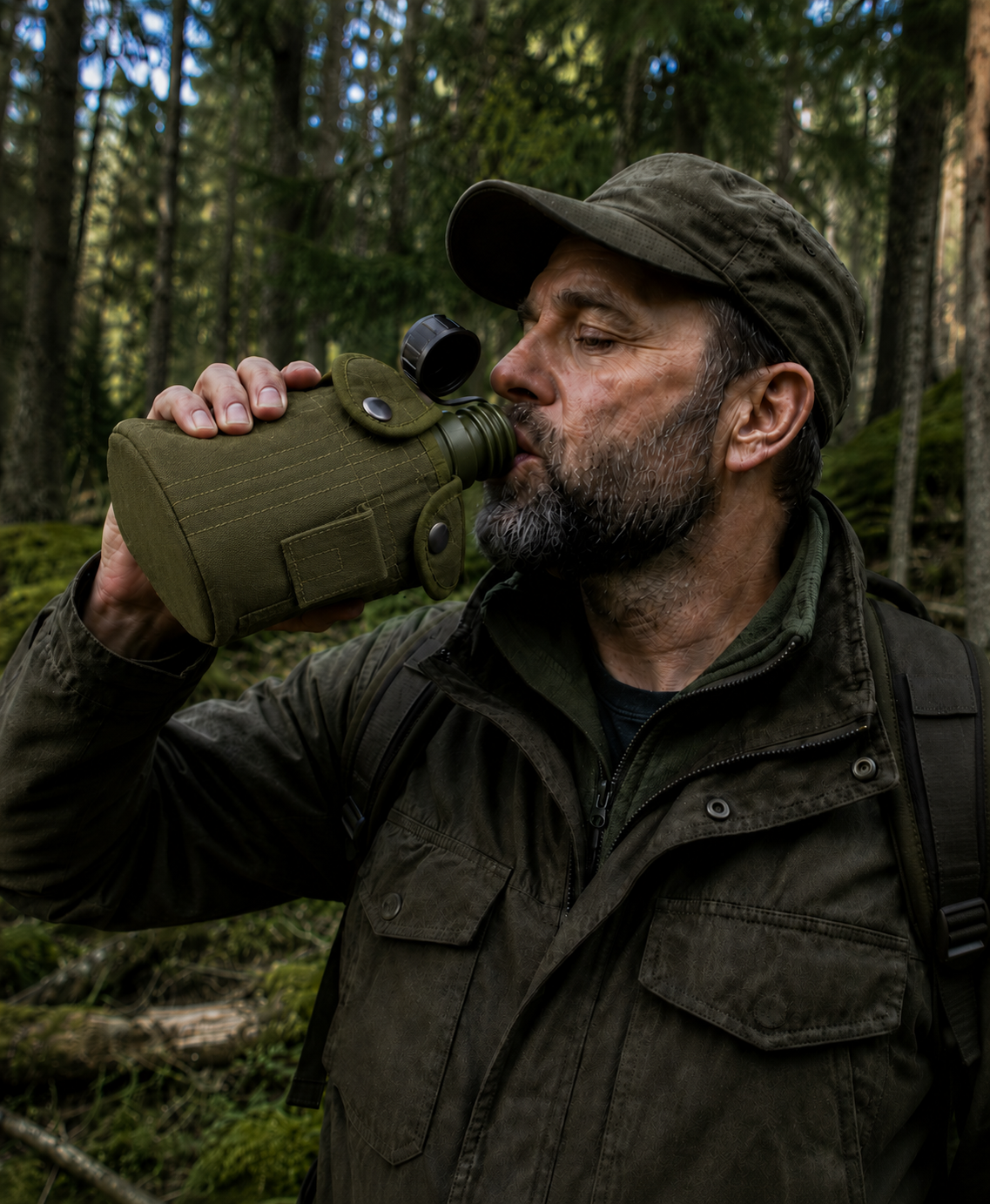 Dragowa Tactical poľná fľaša s ALU miskou 1L, zelená