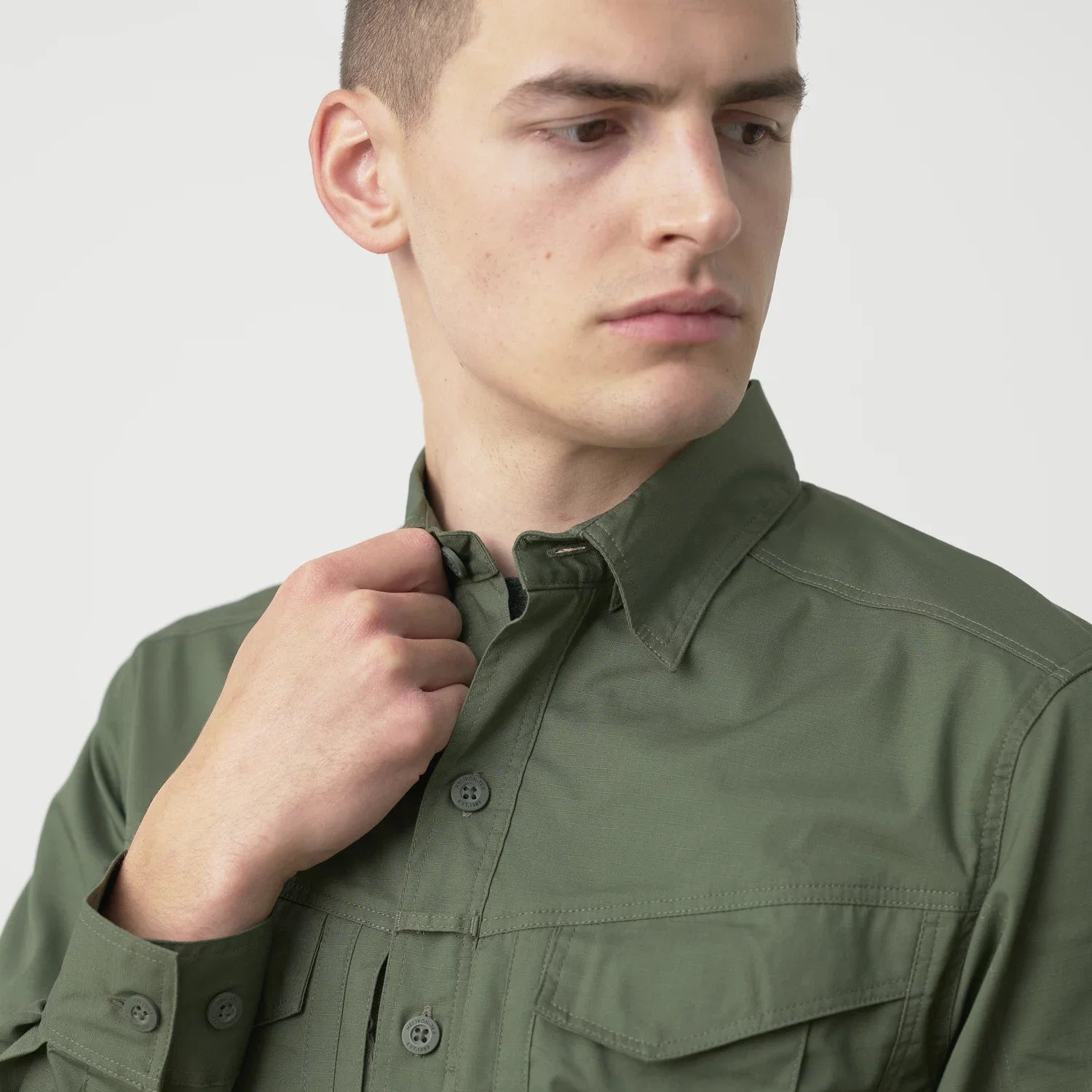 Helikon-Tex DEFENDER Mk2 košeľa s dlhým rukávom PolyCotton Ripstop, olivovo zelená – detail 7