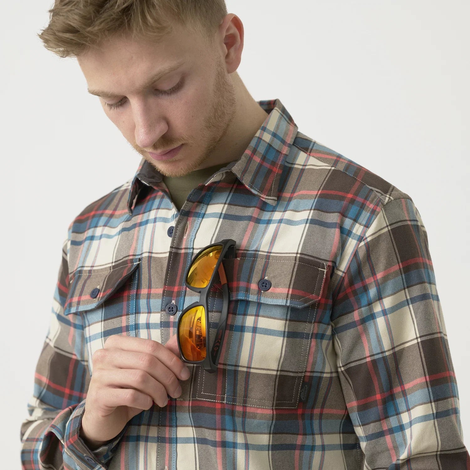 Helikon-Tex GreyMan košeľa Coral Crimson Checkered – detail 7
